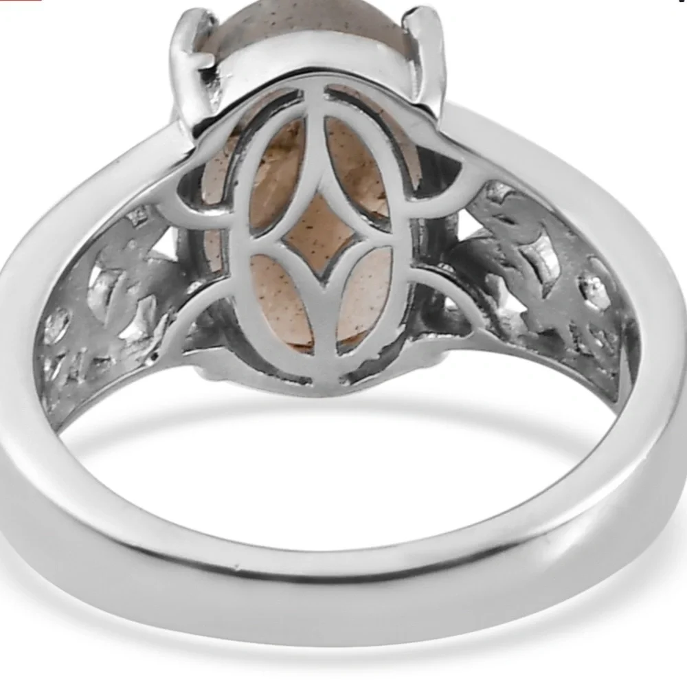 Fire Labradorite Solitaire Ring